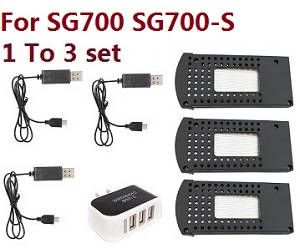 SG700 SG700-S SG700-D RC quadcopter spare parts todayrc toys listing 1 to 3 charger wire set and 3pcs battery (For SG700 SG700-S)
