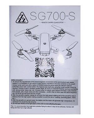 SG700 SG700-S SG700-D RC quadcopter spare parts todayrc toys listing English manual instruction book (For SG700-S)