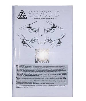 SG700 SG700-S SG700-D RC quadcopter spare parts todayrc toys listing English manual instruction book (For SG700-D)