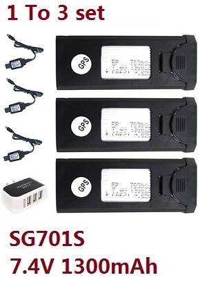 ZLRC SG701 SG701S RC drone quadcopter spare parts todayrc toys listing 1 to 3 charger set + 3*7.4V 1300mAh battery for SG701S