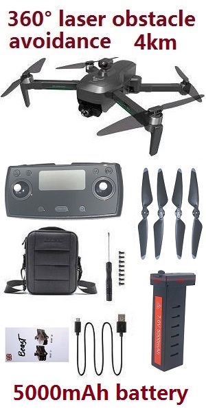 4KM version SG906 MAX2 drone with portable bag, obstacle avoidance and 1*5000mAh battery RTF Black