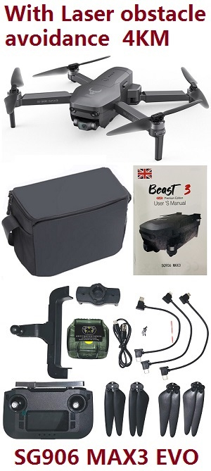 ZLL SG906 MAX3 drone with 1 battery and portable bag RTF build in obstacle avoidance 3 axis gimbal and 4k camera 4KM control