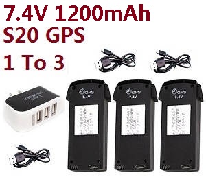 SMRC S20 And S20 GPS RC quadcopter drone spare parts todayrc toys listing 1 to 3 charger set + 3*7.4V 1200mAh battery for S20 GPS
