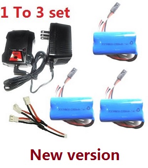 MJX T55 T655 RC helicopter spare parts todayrc toys listing 1 to 3 charger set + 3*7.4V 2200mAh battery set (New version) Black plug