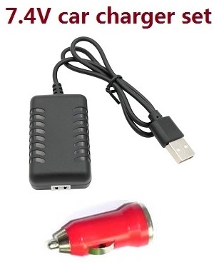 Car charger + USB charger wire for 7.4V battery (Set) # 7.4V