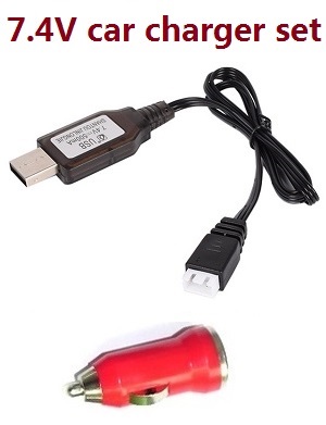 Car charger + USB charger wire for 7.4V battery (Set 2) # 7.4V