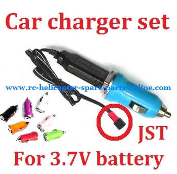 Car charger + USB charger wire for 3.7V battery (Set) # 3.7V (JST)
