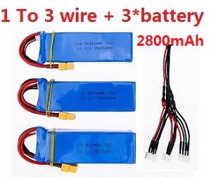 Wltoys WL V303 quadcopter spare parts todayrc toys listing 1 To 3 wire + 3*2800mAh battery set