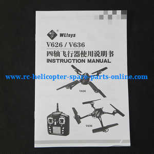 Wltoys WL V636 quadcopter spare parts todayrc toys listing English manual instruction book