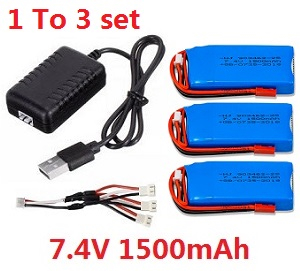 Wltoys V913-A XKS WL Tech XK V913-A RC Helicopter spare parts 1 to 3 USB charger set + 3*7.4v 1500mAh battery set