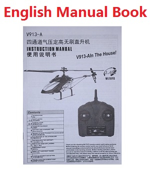 Wltoys V913-A XKS WL Tech XK V913-A RC Helicopter spare parts English manual book - Click Image to Close