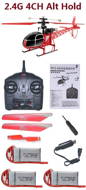 Wltoys XK V915-A RC Helicopter with 3 battery, RTF