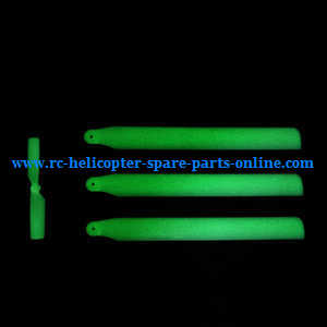 Wltoys WL V931 XK K123 AS350 RC helicopter spare parts todayrc toys listing main blades + tail blade (Luminous green)