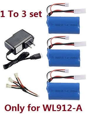 Wltoys WL912-A W-12 RC Boat spare parts todayrc toys listing 1 to 3 charger set + 3* 7.4V 1500mAh battery set