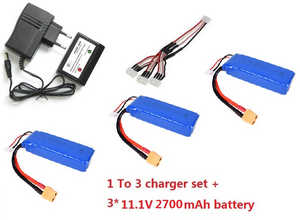 Wltoys WL WL913 RC Speed Boat spare parts todayrc toys listing 1 to 3 charger set + 3*11.1V 2700mAh battery set