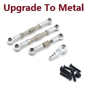 Wltoys 104016 104018 XKS WL Tech XK RC car vehicle spare parts upgrade to metal connect rod and servo arm Silver