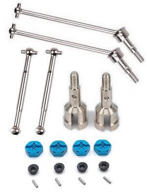 Wltoys 104016 104018 XKS WL Tech XK RC car vehicle spare parts upgrade to metal hexagon wheel seat blue + iron bar + M4 flange nuts + front CVD + rear axle + dog bone set Wltoys 104016 104018 XKS WL Tech XK RC car vehicle spare parts upgrade to metal hexagon wheel seat blue + iron bar + M4 flange nuts + front CVD + rear axle + dog bone set