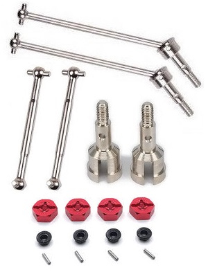 Wltoys 104016 104018 XKS WL Tech XK RC car vehicle spare parts upgrade to metal hexagon wheel seat red + iron bar + M4 flange nuts + front CVD + rear axle + dog bone set Wltoys 104016 104018 XKS WL Tech XK RC car vehicle spare parts upgrade to metal hexagon wheel seat red + iron bar + M4 flange nuts + front CVD + rear axle + dog bone set