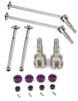Wltoys 104016 104018 XKS WL Tech XK RC car vehicle spare parts upgrade to metal hexagon wheel seat purple + iron bar + M4 flange nuts + front CVD + rear axle + dog bone set Wltoys 104016 104018 XKS WL Tech XK RC car vehicle spare parts upgrade to metal hexagon wheel seat purple + iron bar + M4 flange nuts + front CVD + rear axle + dog bone set