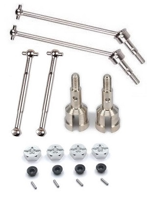 Wltoys 104016 104018 XKS WL Tech XK RC car vehicle spare parts upgrade to metal hexagon wheel seat silver + iron bar + M4 flange nuts + front CVD + rear axle + dog bone set Wltoys 104016 104018 XKS WL Tech XK RC car vehicle spare parts upgrade to metal hexagon wheel seat silver + iron bar + M4 flange nuts + front CVD + rear axle + dog bone set