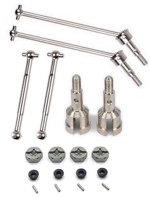 Wltoys 104016 104018 XKS WL Tech XK RC car vehicle spare parts upgrade to metal hexagon wheel seat titanium color + iron bar + M4 flange nuts + front CVD + rear axle + dog bone set Wltoys 104016 104018 XKS WL Tech XK RC car vehicle spare parts upgrade to metal hexagon wheel seat titanium color + iron bar + M4 flange nuts + front CVD + rear axle + dog bone set