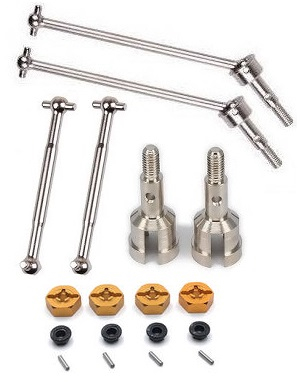 Wltoys 104016 104018 XKS WL Tech XK RC car vehicle spare parts upgrade to metal hexagon wheel seat gold + iron bar + M4 flange nuts + front CVD + rear axle + dog bone set Wltoys 104016 104018 XKS WL Tech XK RC car vehicle spare parts upgrade to metal hexagon wheel seat gold + iron bar + M4 flange nuts + front CVD + rear axle + dog bone set