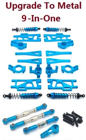 Wltoys 104016 104018 XKS WL Tech XK RC car vehicle spare parts upgrade to metal accessories group 9-In-One kit Blue