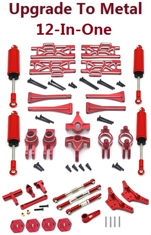 Wltoys 104016 104018 XKS WL Tech XK RC car vehicle spare parts upgrade to metal accessories group 12-In-One kit Red