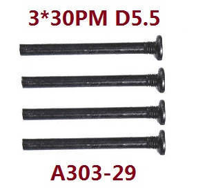Wltoys 104016 104018 XKS WL Tech XK RC car vehicle spare parts 3*30 PM D5.5 cross round head with half plated carbon steel plated black zinc components screws A303-29
