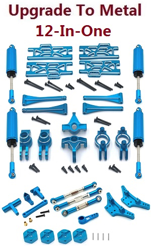 Wltoys 104016 104018 XKS WL Tech XK RC car vehicle spare parts upgrade to metal accessories group 12-In-One kit Blue