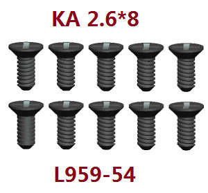 Wltoys 104016 104018 XKS WL Tech XK RC car vehicle spare parts self tapping screws 2.6*8*10 countersunk head L959-54