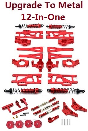 Wltoys XK 104019 RC Car spare parts 12-In-one upgrade to metal parts kit (Red)