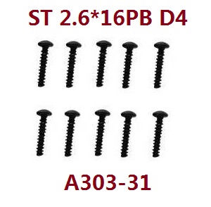 Wltoys 104016 104018 XKS WL Tech XK RC car vehicle spare parts st 2.6*16pb round head tapping screws A303-31