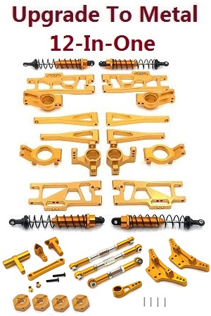 Wltoys 104016 104018 XKS WL Tech XK RC car vehicle spare parts upgrade to metal accessories group 12-In-One kit Gold
