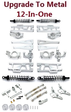Wltoys XK 104019 RC Car spare parts 12-In-one upgrade to metal parts kit (Silver)