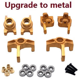 Wltoys 124010 XKS WL Tech XK 124010 RC Car Vehicle spare parts upgrade to metal parts group 3-In-One kit (Gold)
