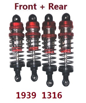 Wltoys 124010 XKS WL Tech XK 124010 RC Car Vehicle spare parts front and rear shock absorber assembly Red 1939 1316 - Click Image to Close