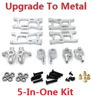 Wltoys 144011 XKS WL Tech XK RC car vehicle spare parts upgrade to metal accessories group 5-In-One kit Silver
