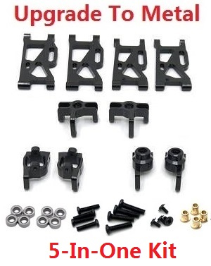 Wltoys 144011 XKS WL Tech XK RC car vehicle spare parts upgrade to metal accessories group 5-In-One kit Black