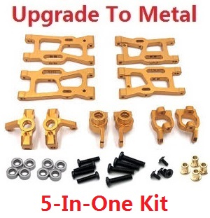 Wltoys 144011 XKS WL Tech XK RC car vehicle spare parts upgrade to metal accessories group 5-In-One kit Gold