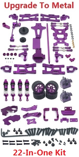 Wltoys 144011 XKS WL Tech XK RC car vehicle spare parts upgrade to metal accessories group 22-In-One kit Purple