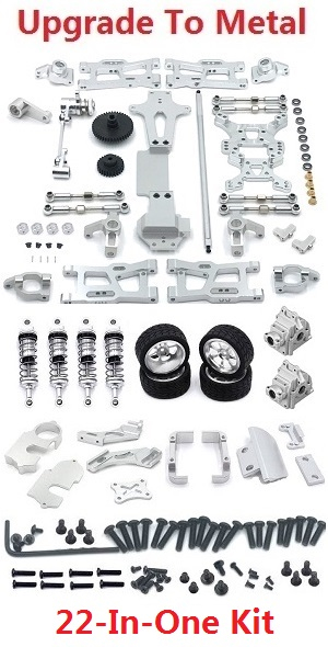 Wltoys 144011 XKS WL Tech XK RC car vehicle spare parts upgrade to metal accessories group 22-In-One kit Silver