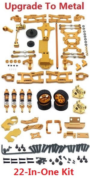 Wltoys 144011 XKS WL Tech XK RC car vehicle spare parts upgrade to metal accessories group 22-In-One kit Gold