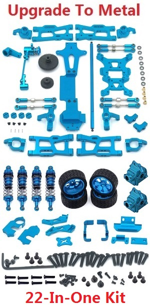 Wltoys 144011 XKS WL Tech XK RC car vehicle spare parts upgrade to metal accessories group 22-In-One kit Blue