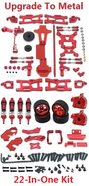 Wltoys 144011 XKS WL Tech XK RC car vehicle spare parts upgrade to metal accessories group 22-In-One kit Red