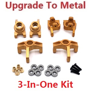 Wltoys 144011 XKS WL Tech XK RC car vehicle spare parts upgrade to metal accessories group 3-In-One kit Gold