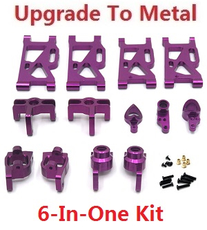 Wltoys 144011 XKS WL Tech XK RC car vehicle spare parts upgrade to metal accessories group 6-In-One kit Purple