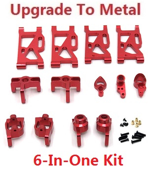 Wltoys 144011 XKS WL Tech XK RC car vehicle spare parts upgrade to metal accessories group 6-In-One kit Red
