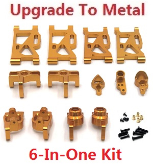 Wltoys 144011 XKS WL Tech XK RC car vehicle spare parts upgrade to metal accessories group 6-In-One kit Gold