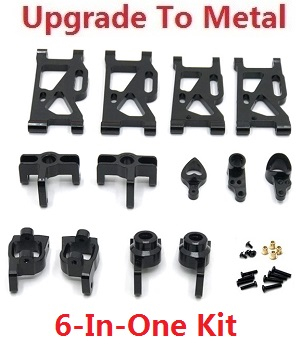 Wltoys 144011 XKS WL Tech XK RC car vehicle spare parts upgrade to metal accessories group 6-In-One kit Black